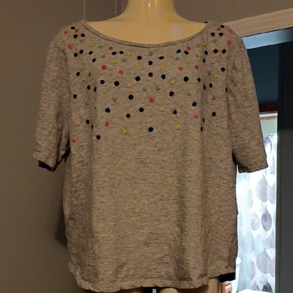 Loft Gray Polka Dot Women's Top